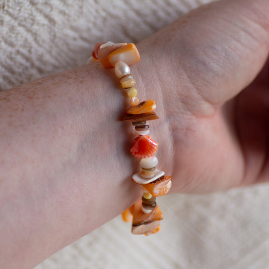 Orange Shell Beaded Bracelet
