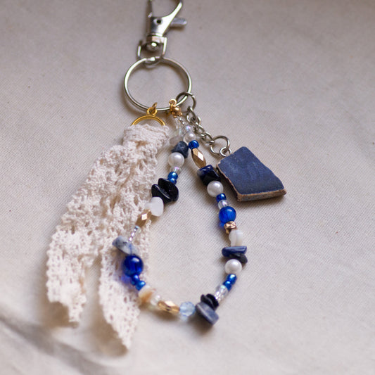Dark Blue Pottery Bag Charm