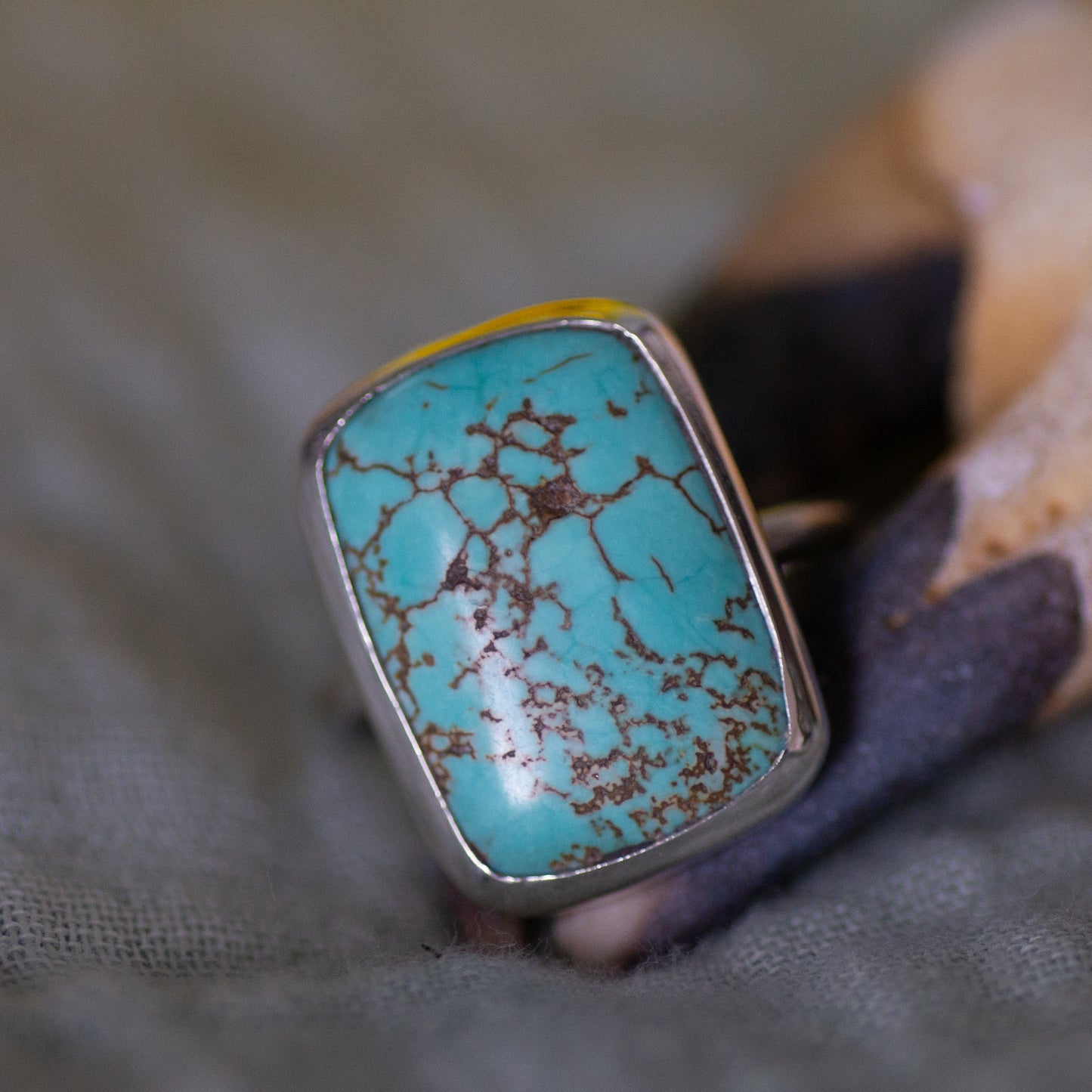 Turquoise Sterling Silver Ring, Size P