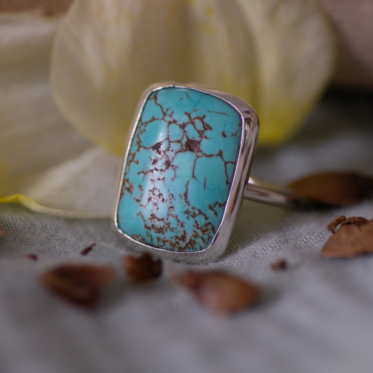 Turquoise Sterling Silver Ring, Size P