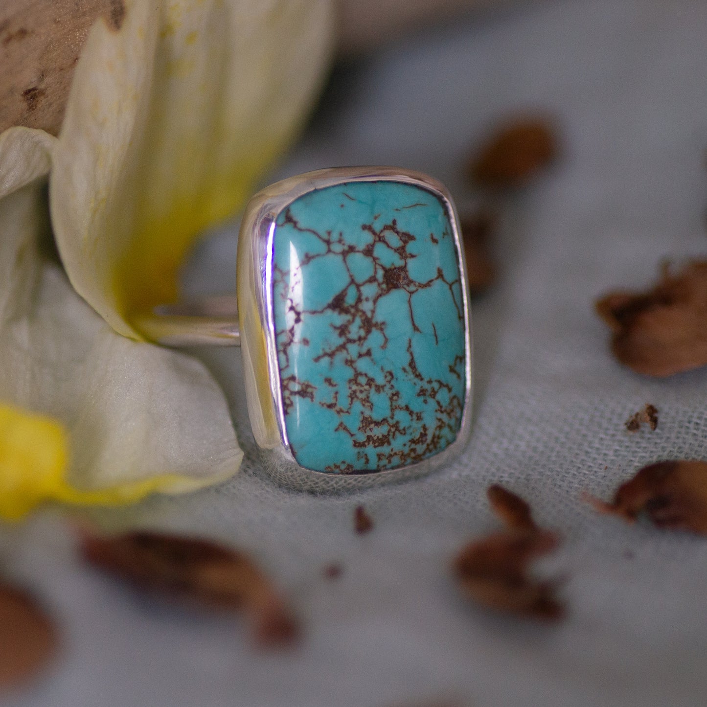 Turquoise Sterling Silver Ring, Size P