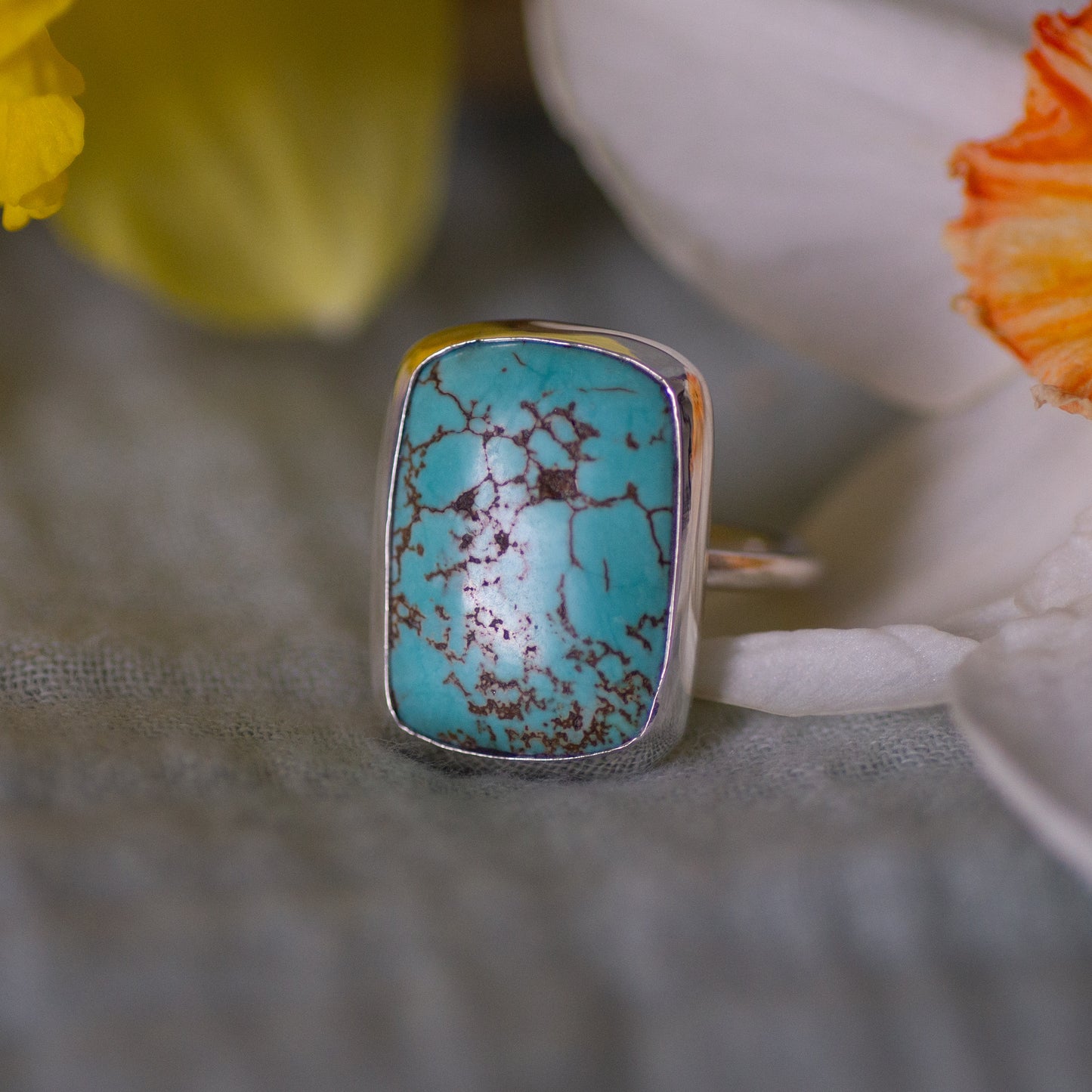 Turquoise Sterling Silver Ring, Size P
