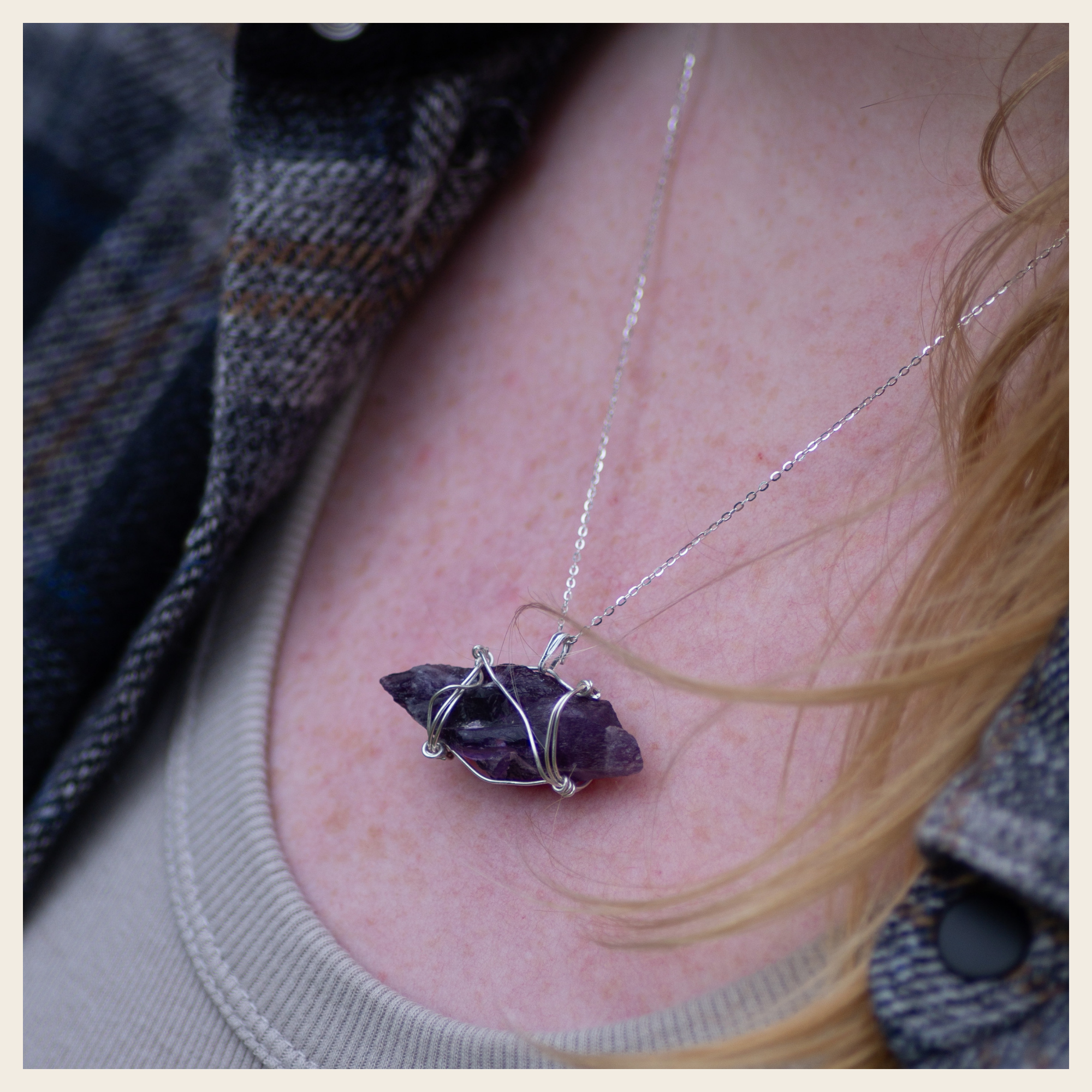 Raw Amethyst Wire Wrapped Necklace