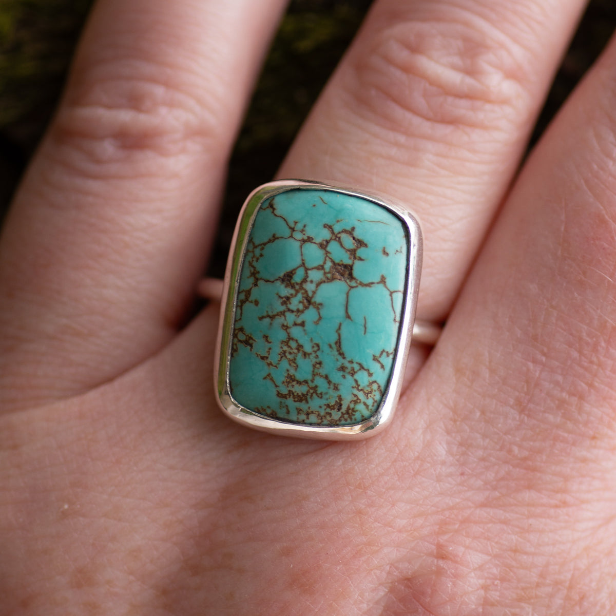 Turquoise Sterling Silver Ring, Size P