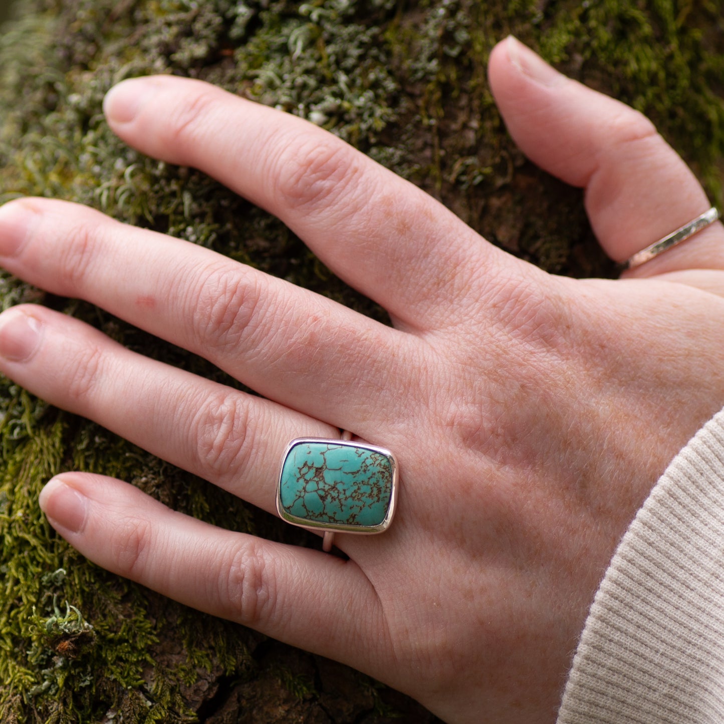 Turquoise Sterling Silver Ring, Size P