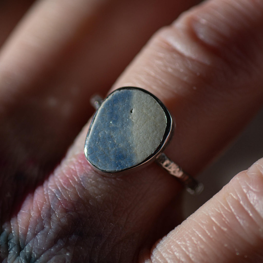 Two-Tone Sea Pottery Ring, Size Q/8.5 (UK/US)