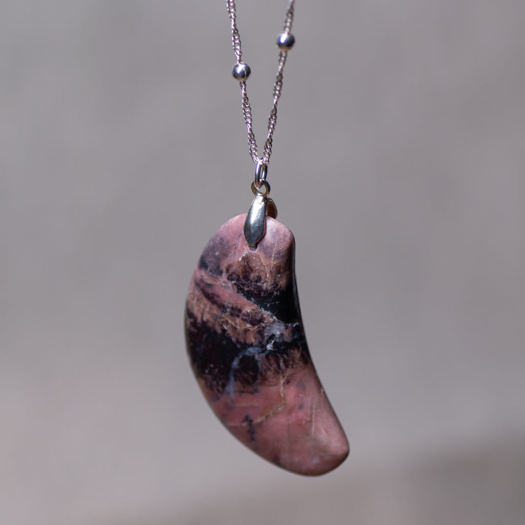 Rhodonite Crescent Moon Necklace
