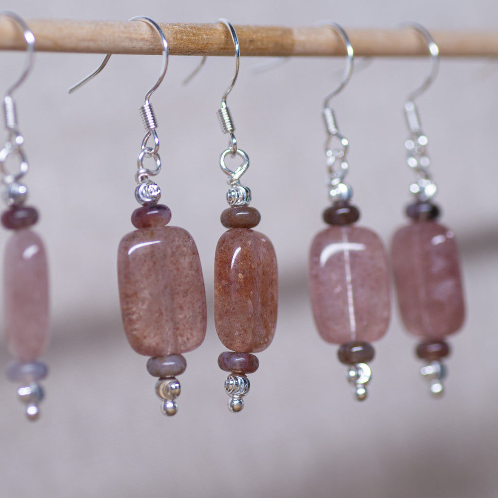 Strawberry Quartz Dangle Earrings