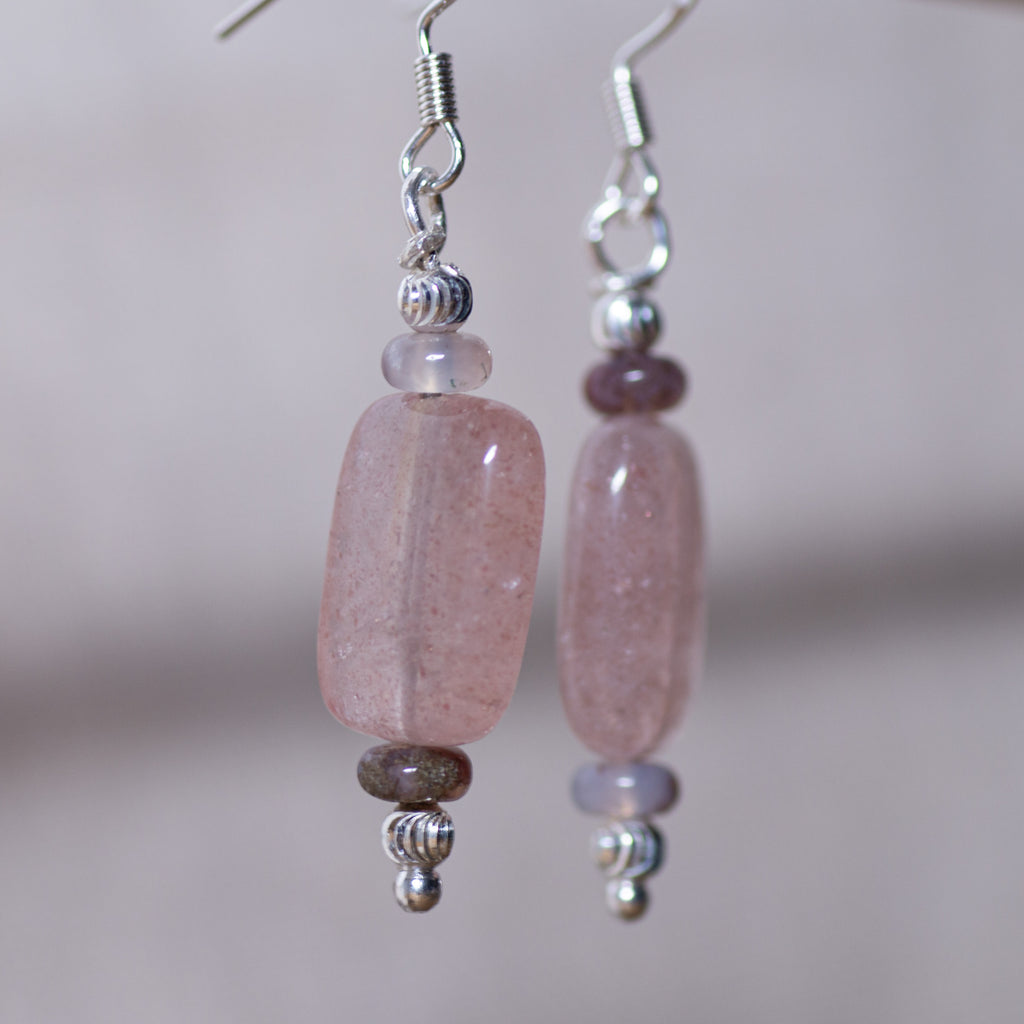 Strawberry Quartz Dangle Earrings