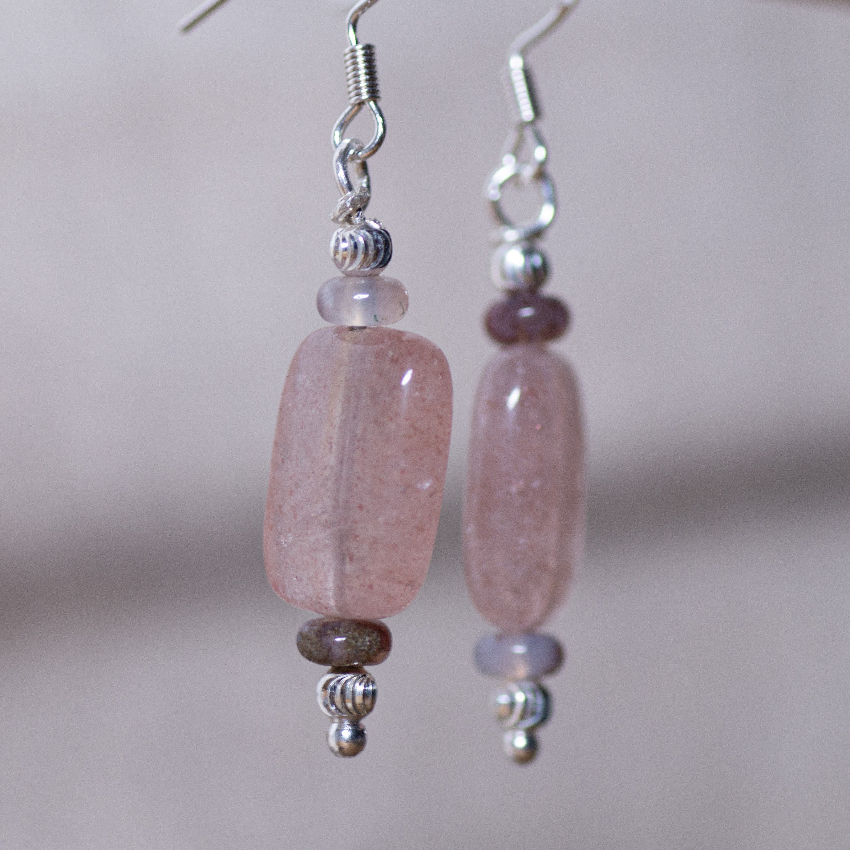 Strawberry Quartz Dangle Earrings