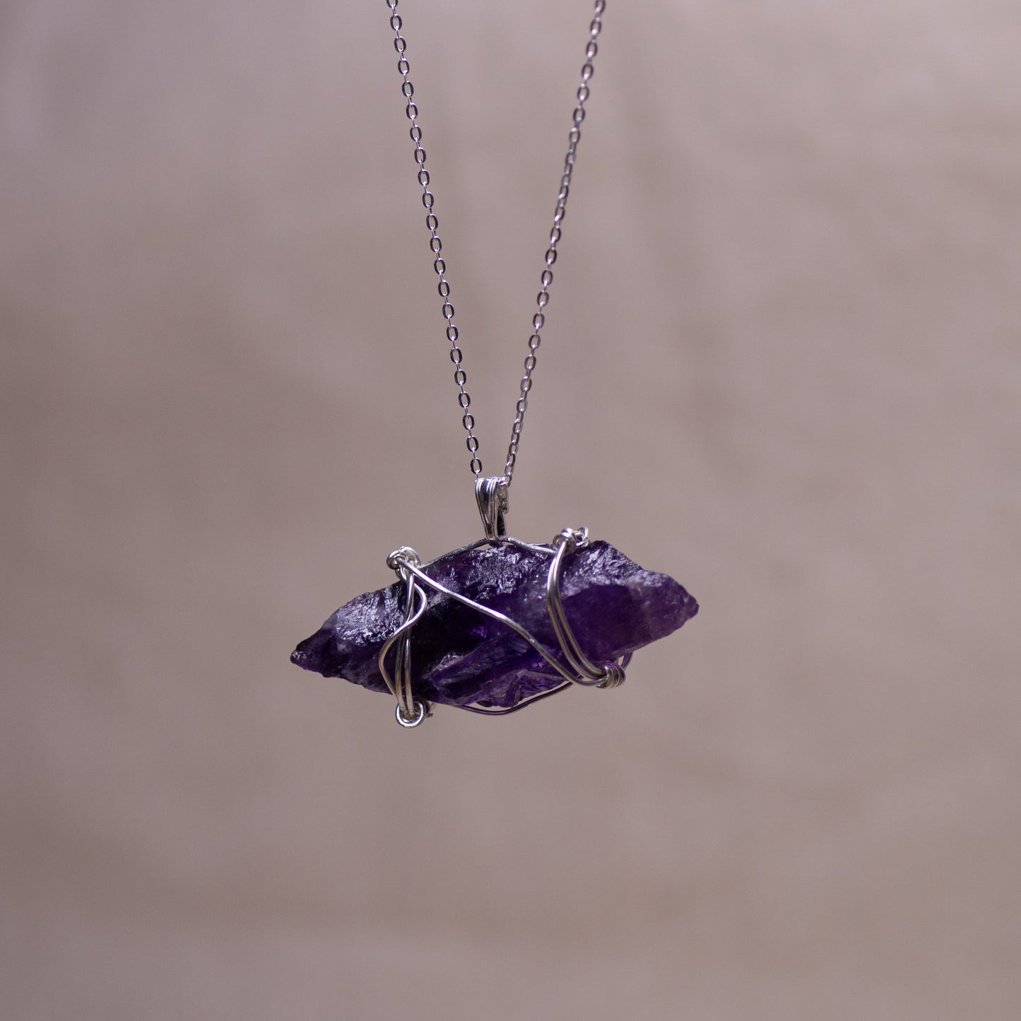 Raw Amethyst Wire Wrapped Necklace