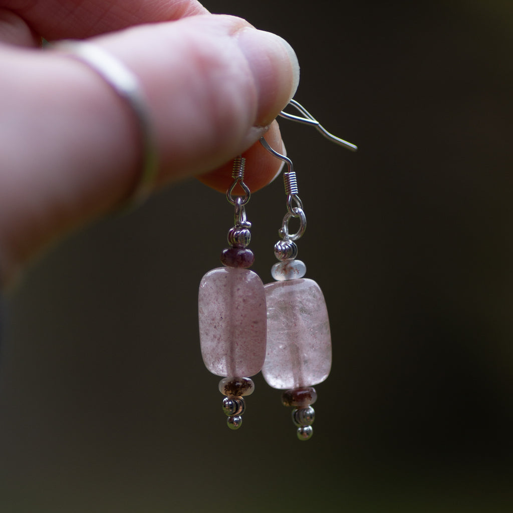 Strawberry Quartz Dangle Earrings
