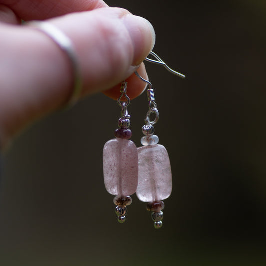 Strawberry Quartz Dangle Earrings