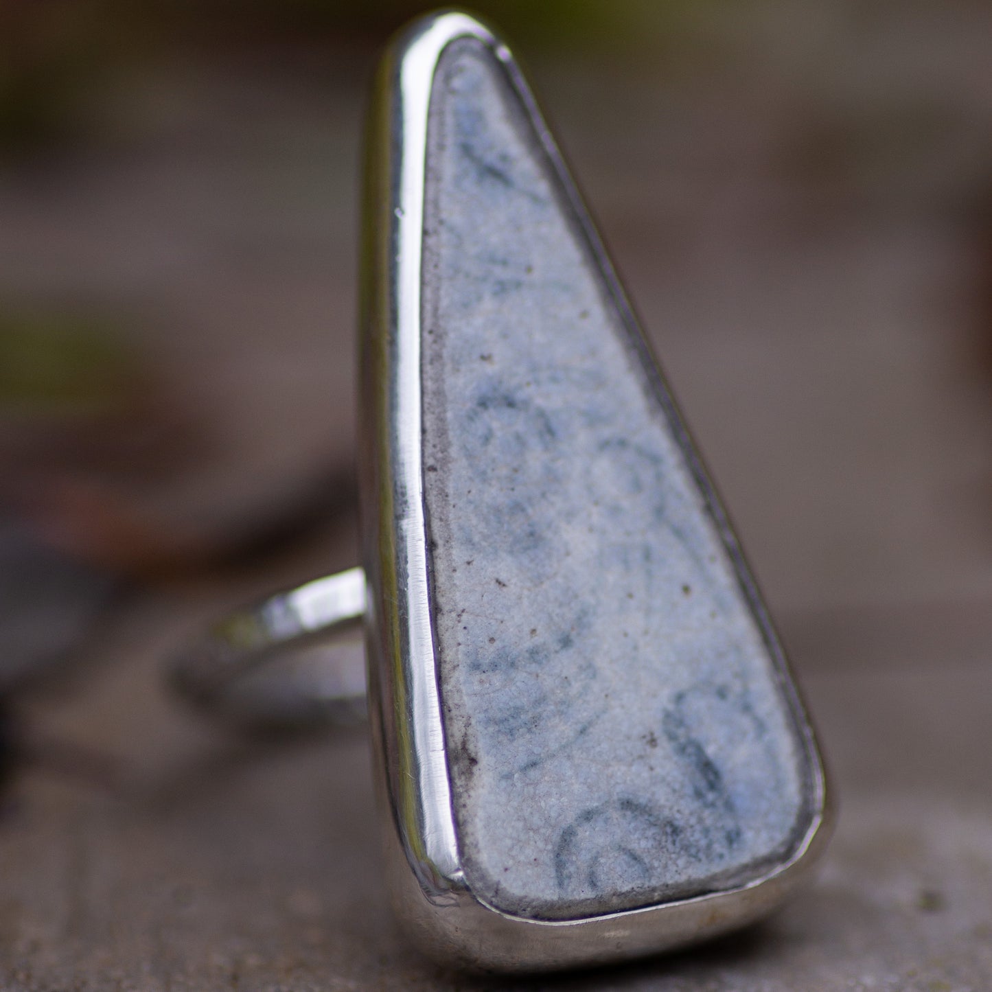 Floral Pottery Statement Ring, Size P/8 (UK/US)