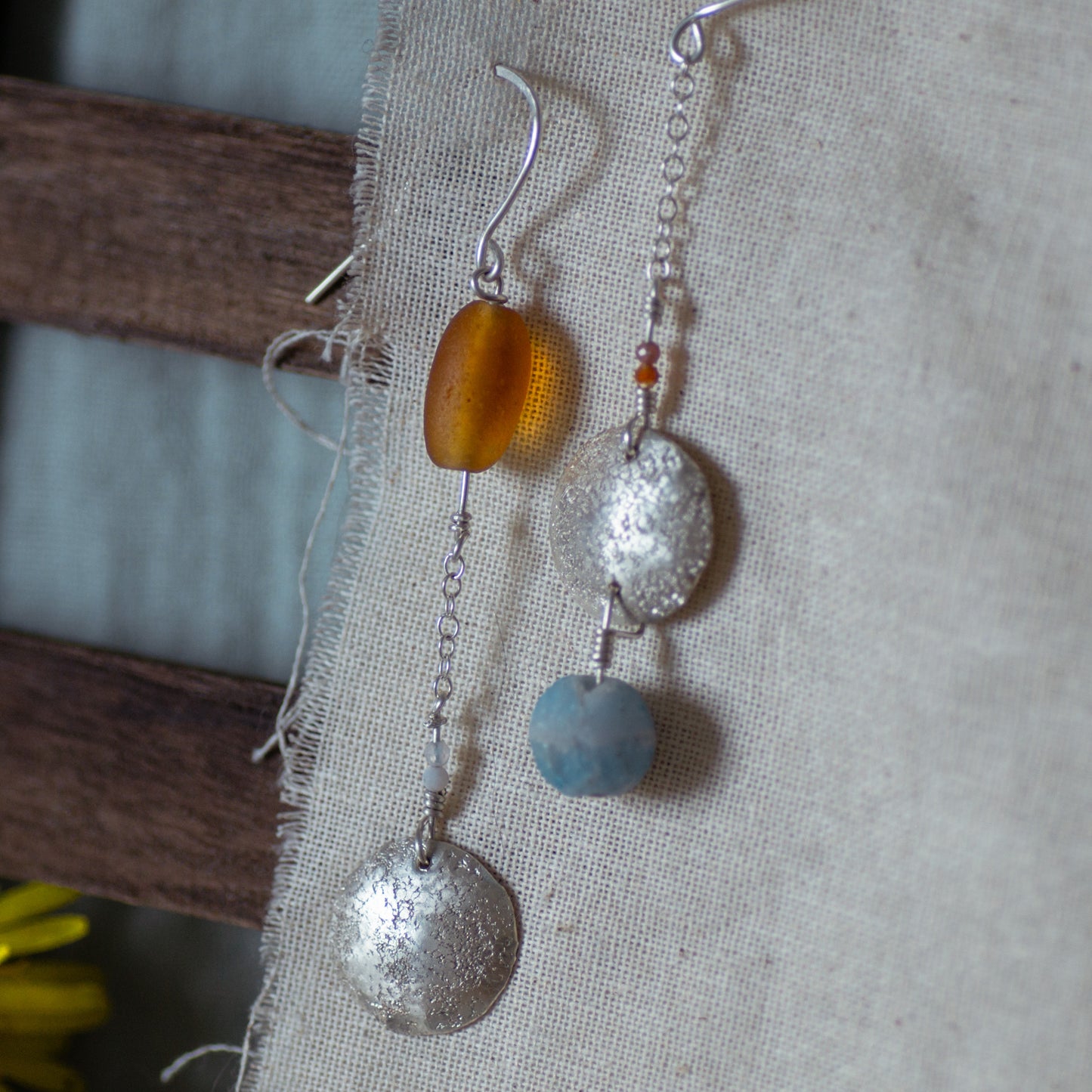 Frosted Bead Dangle Earrings
