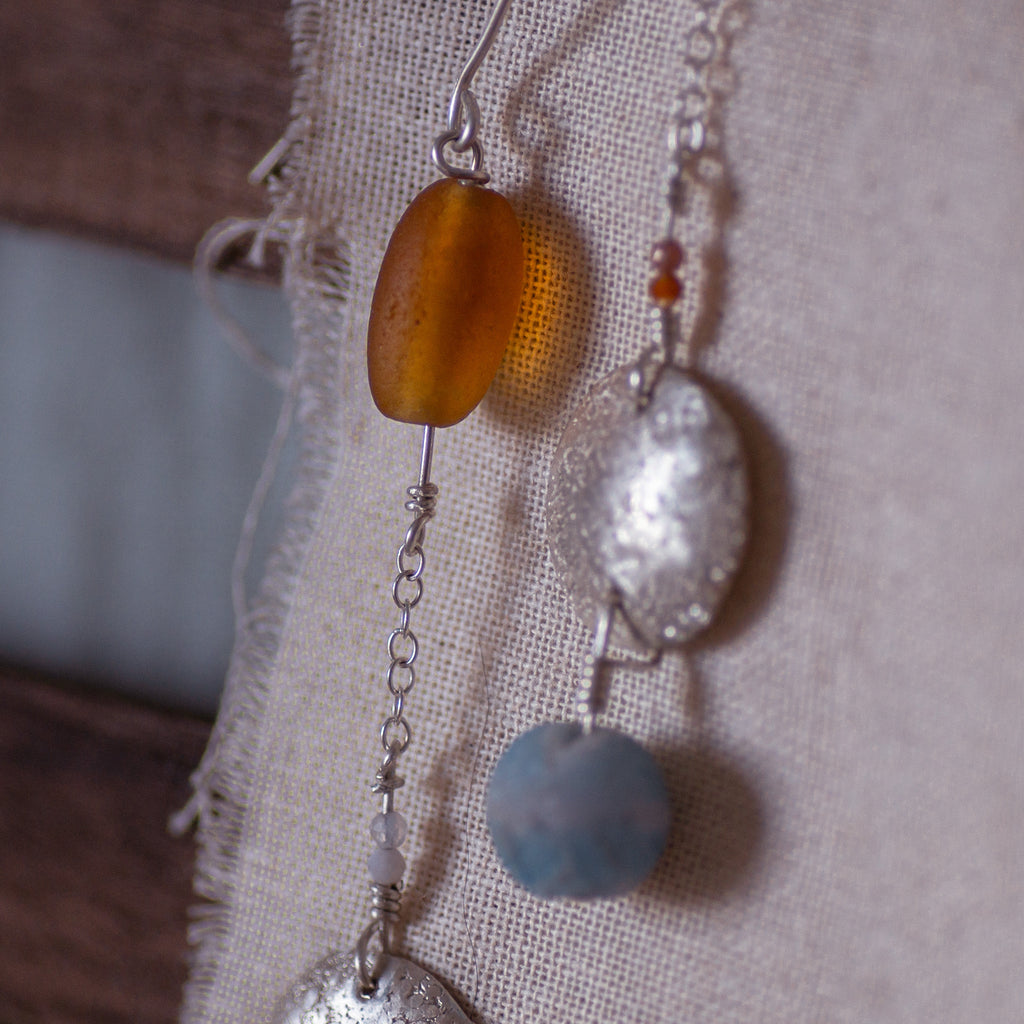 Frosted Bead Dangle Earrings