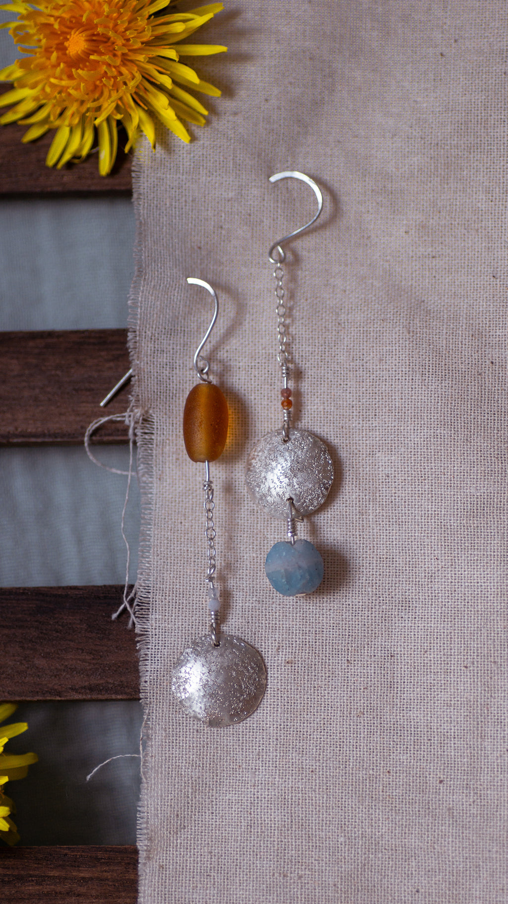 Frosted Bead Dangle Earrings