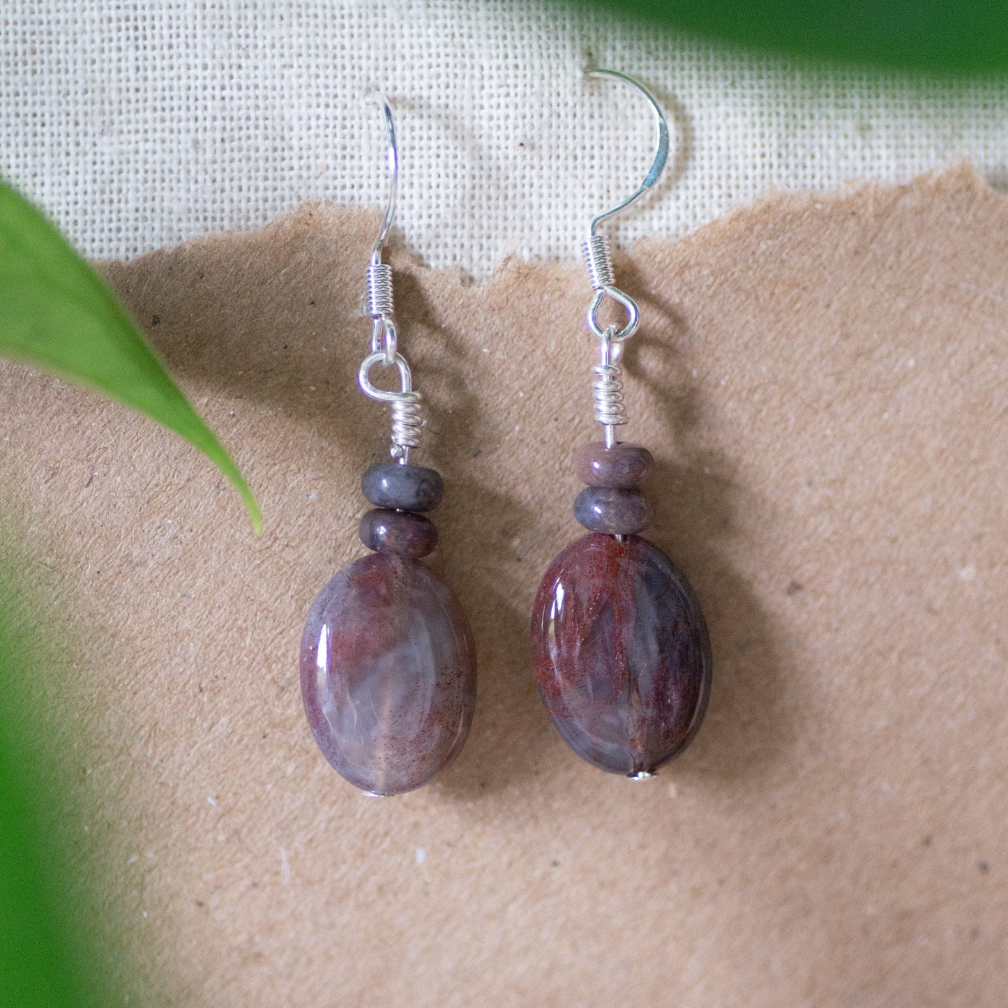 Red Indian Agate Sterling Silver Drop Earrings