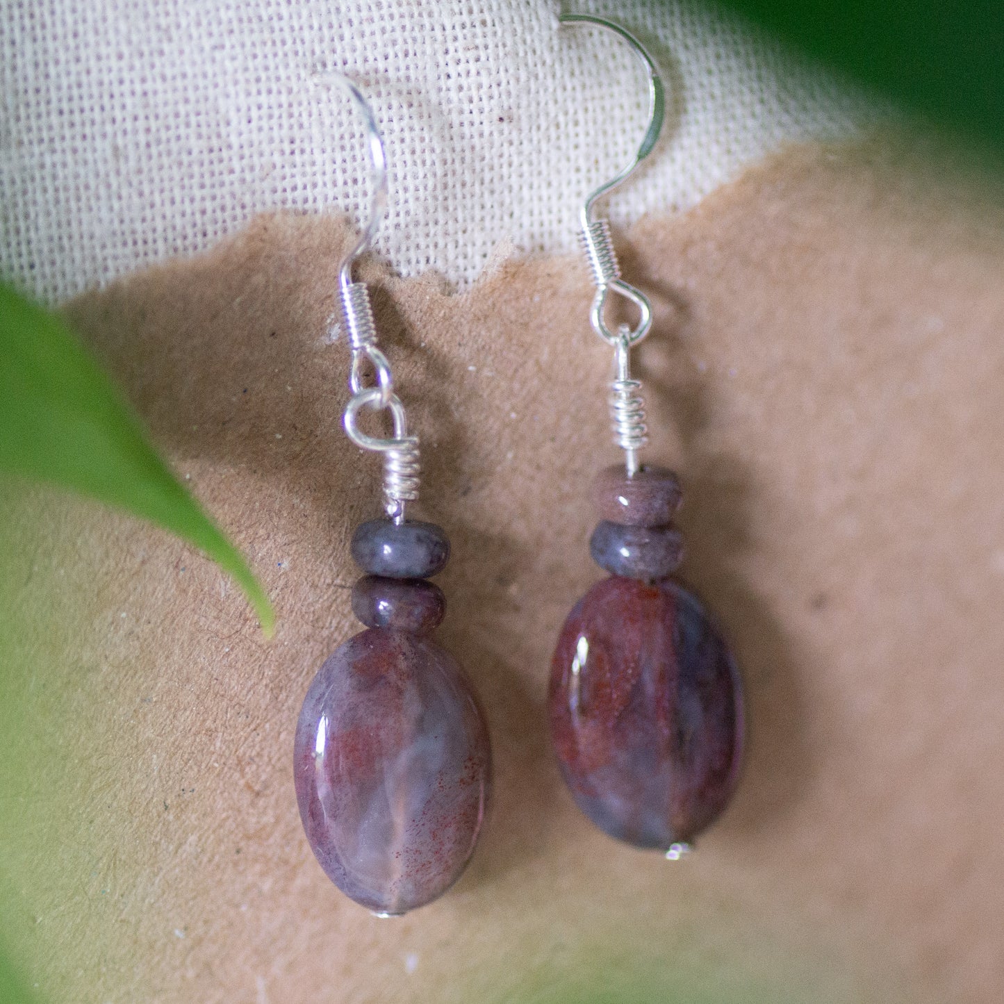 Red Indian Agate Sterling Silver Drop Earrings