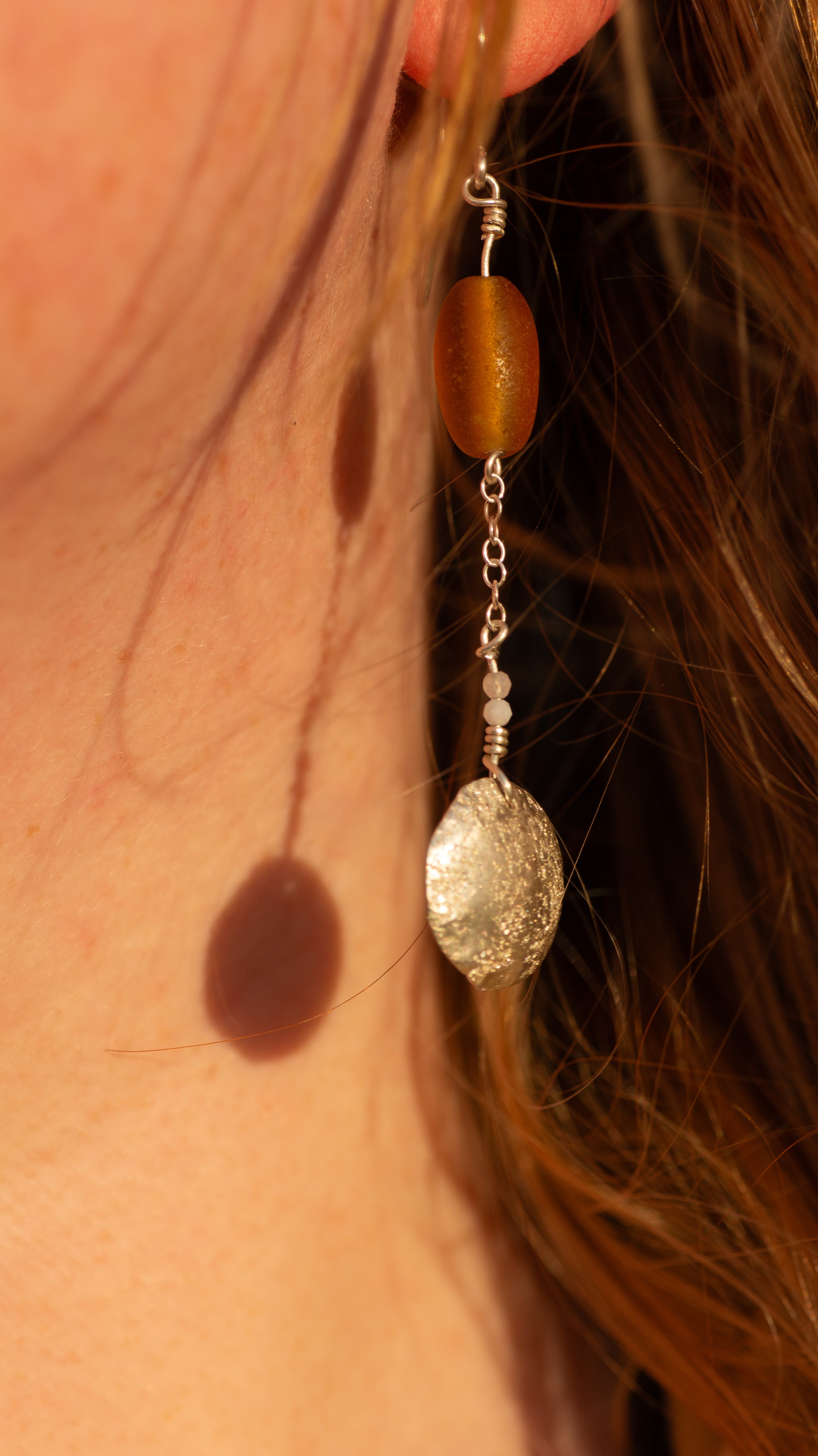 Frosted Bead Dangle Earrings