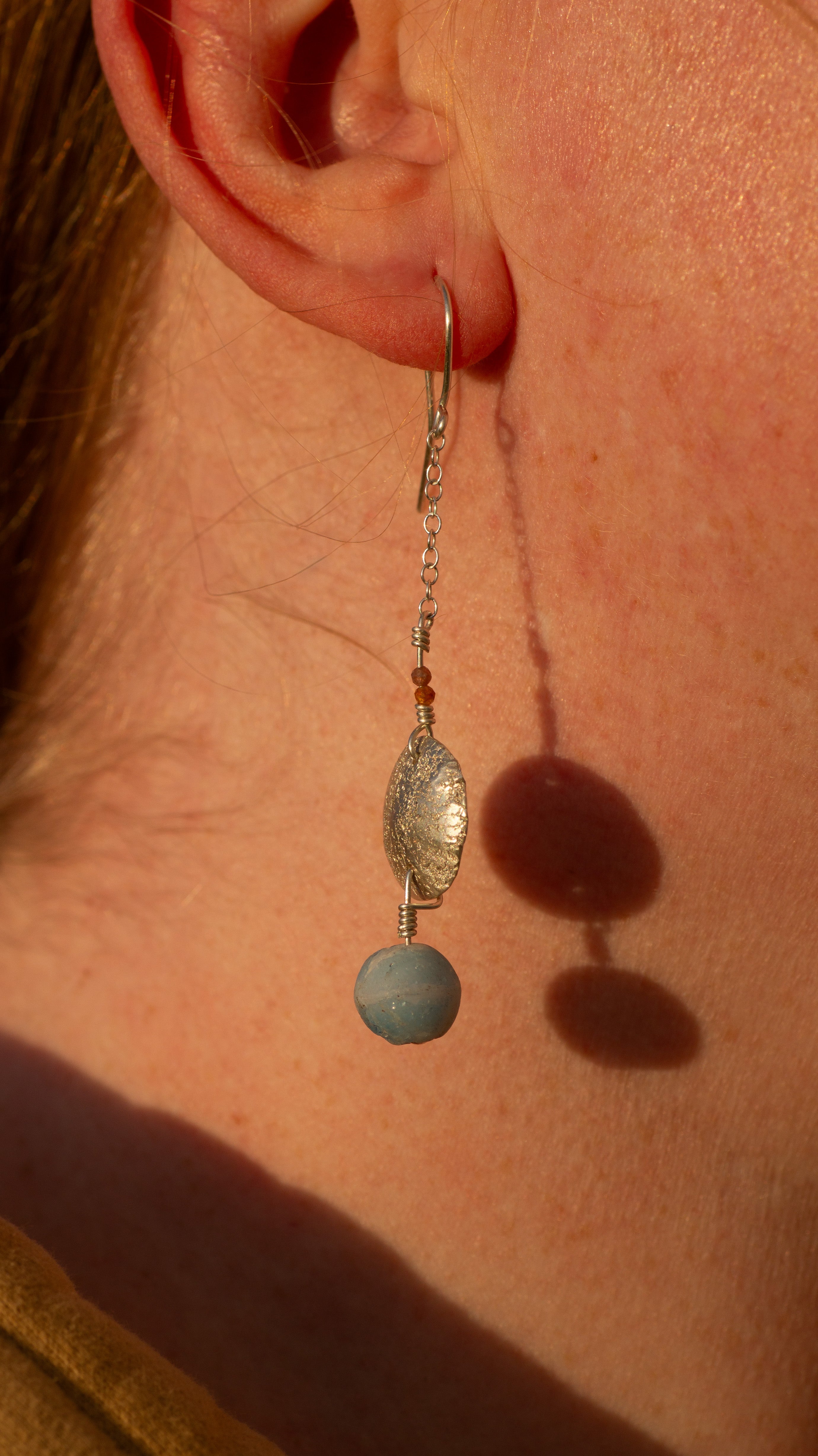 Frosted Bead Dangle Earrings