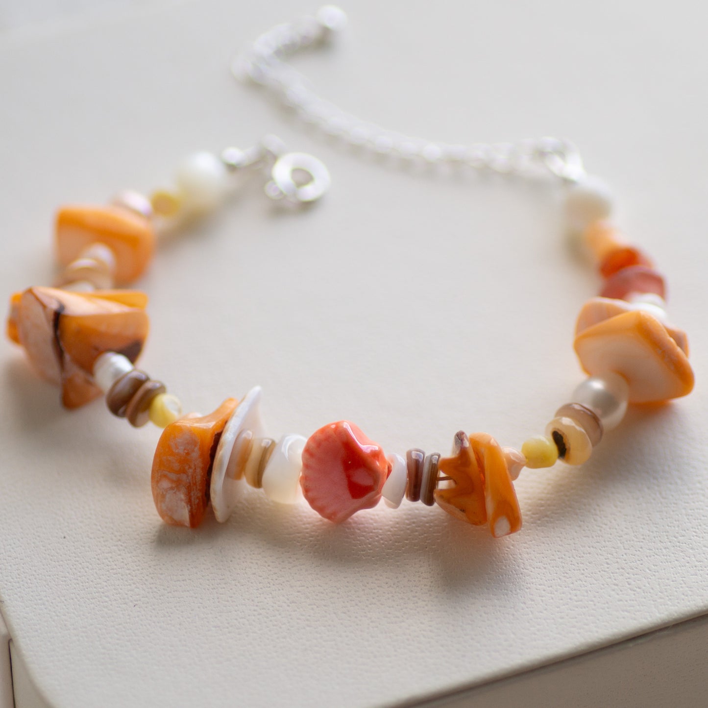 Orange Shell Beaded Bracelet