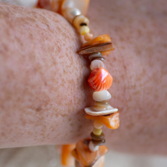 Orange Shell Beaded Bracelet