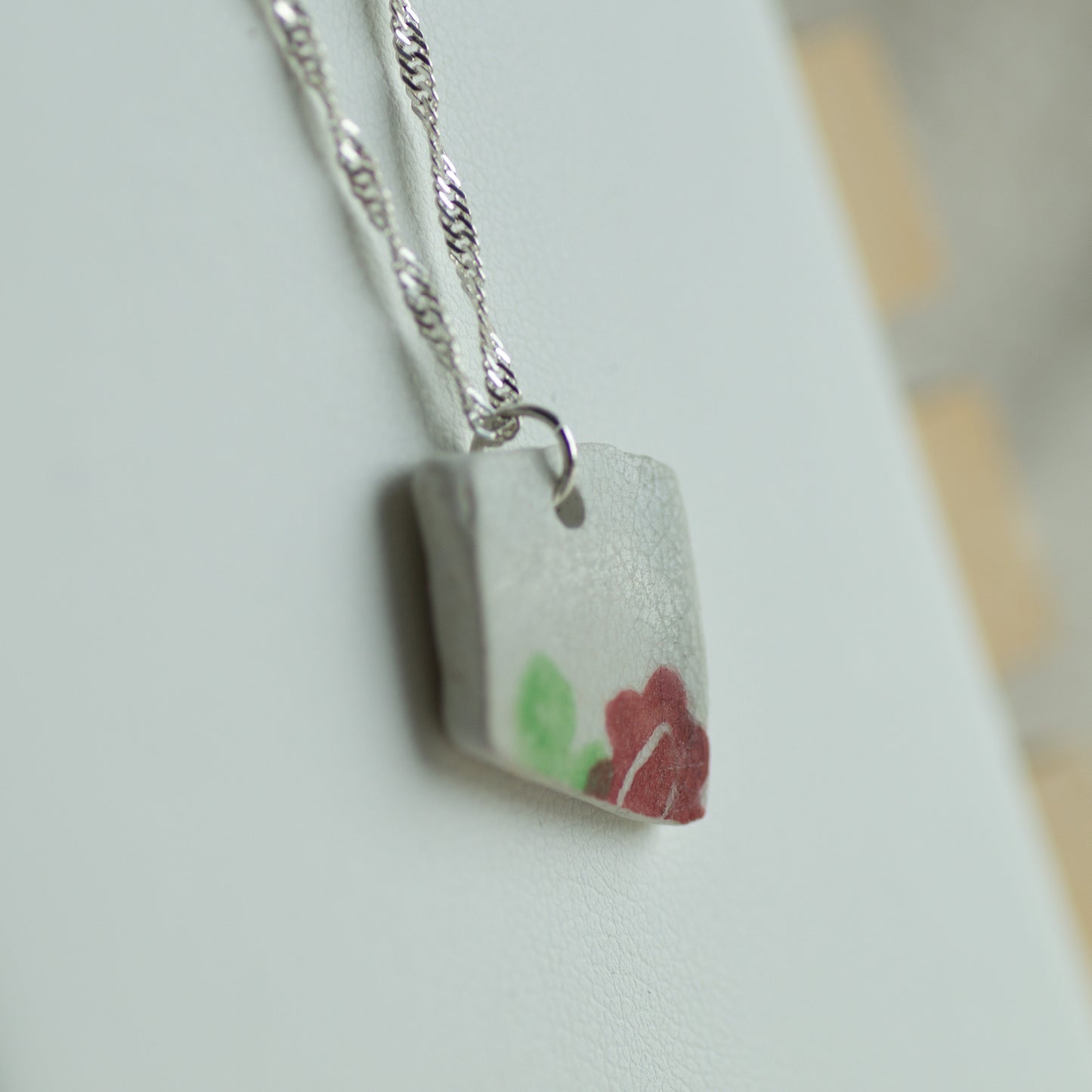 Floral Pottery Sherd Sterling Silver Necklace