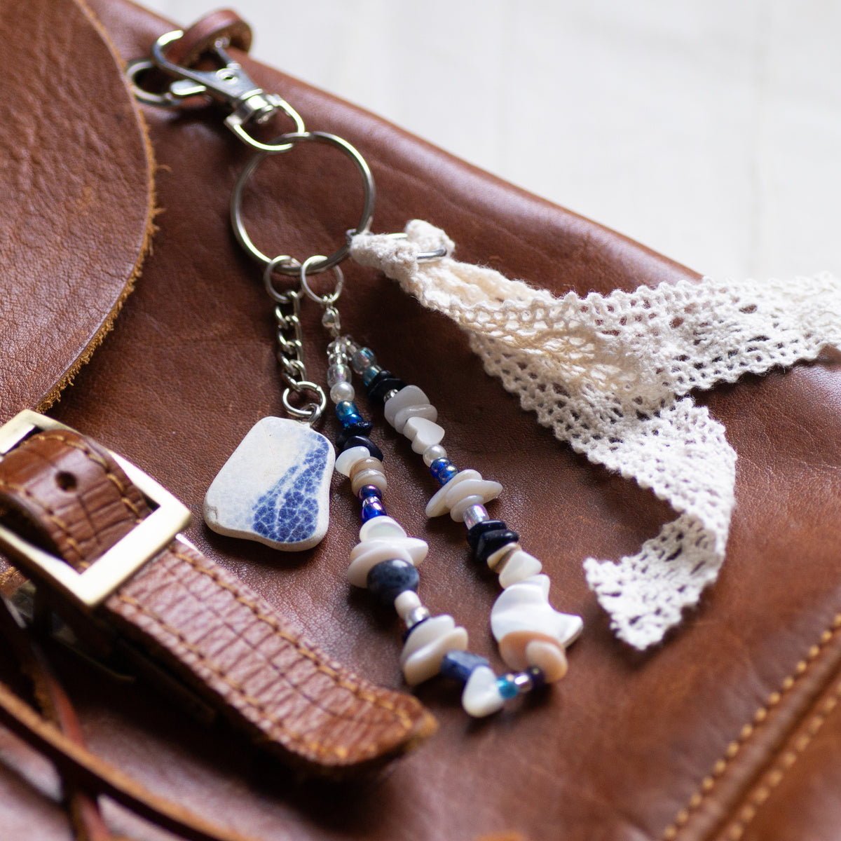 Blue Faded Pottery Bag Charm