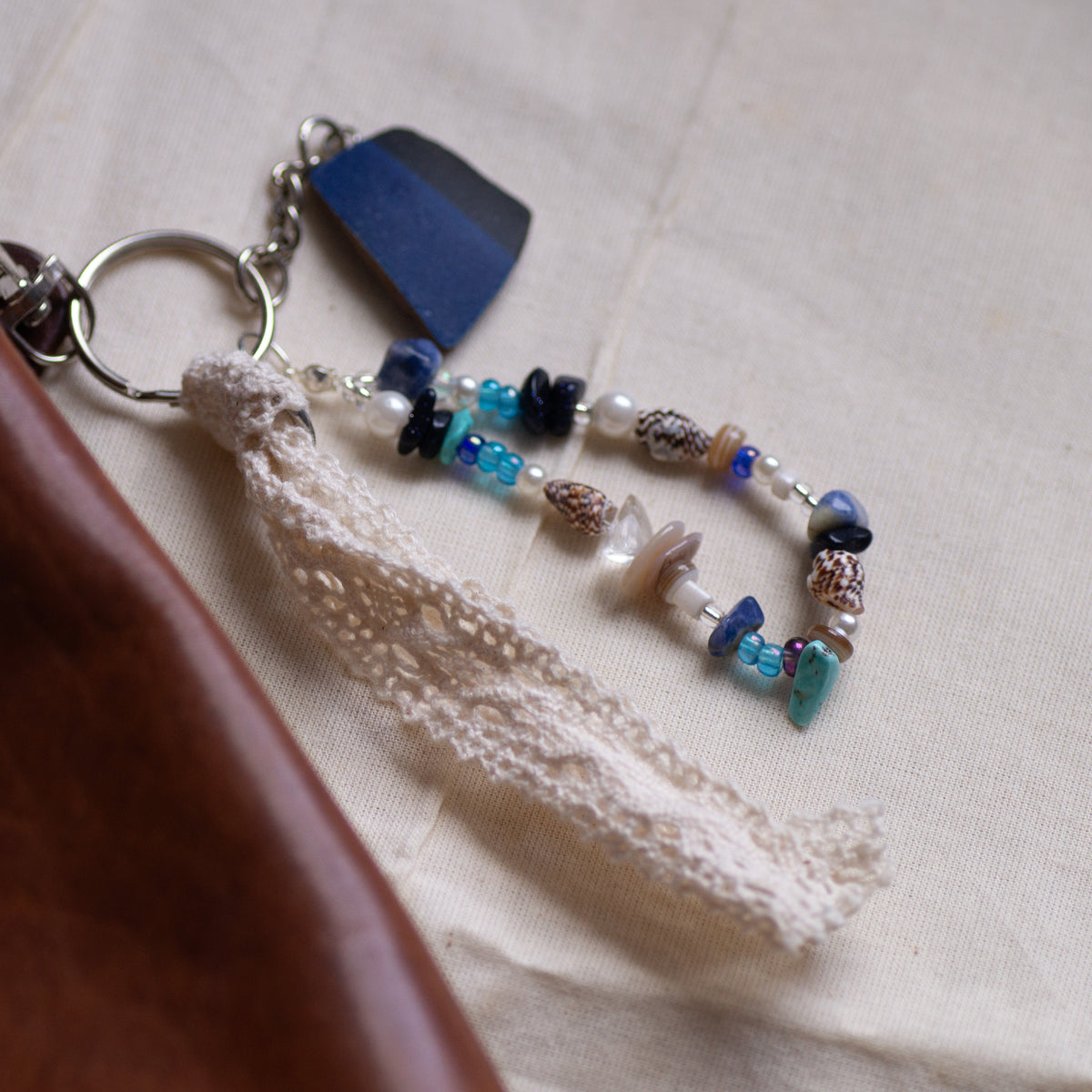 Dark Blue Two Tone Pottery Bag Charm