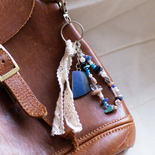 Dark Blue Two Tone Pottery Bag Charm