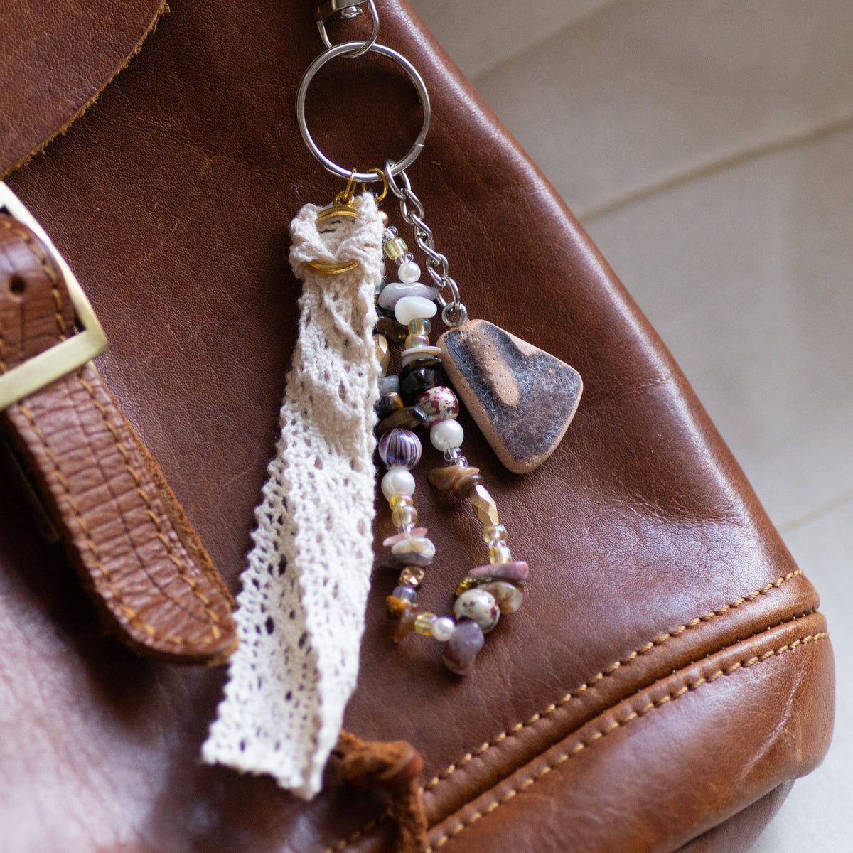 Brown Pottery Bag Charm