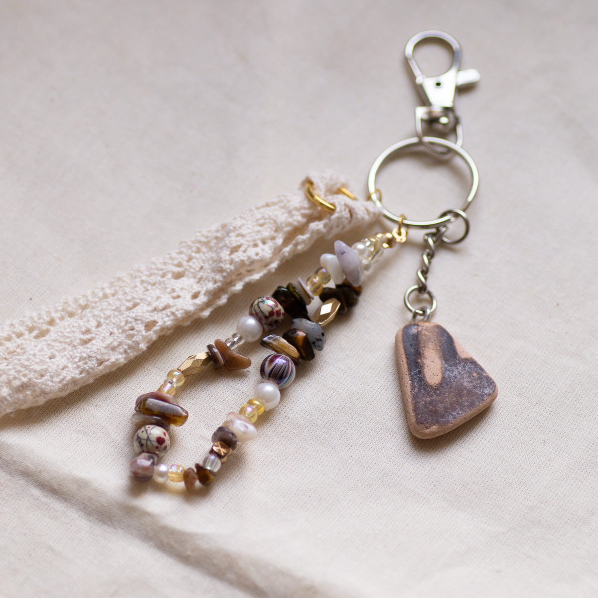 Brown Pottery Bag Charm