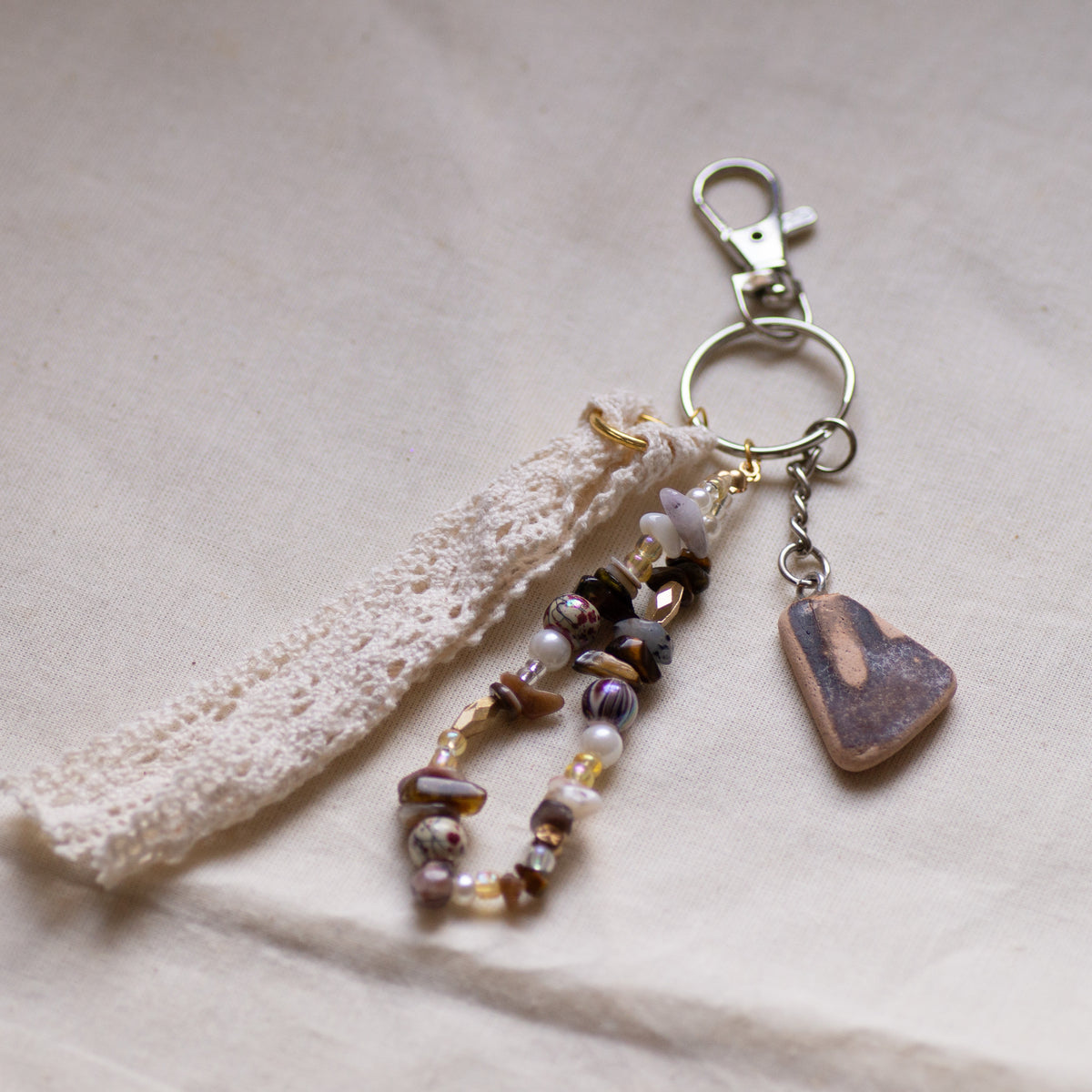 Brown Pottery Bag Charm