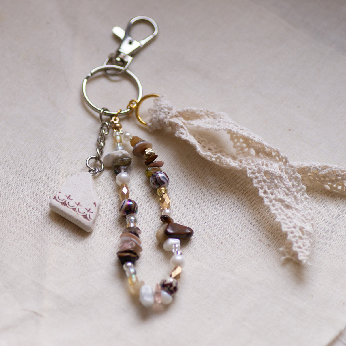 Brown Pattern Pottery Bag Charm