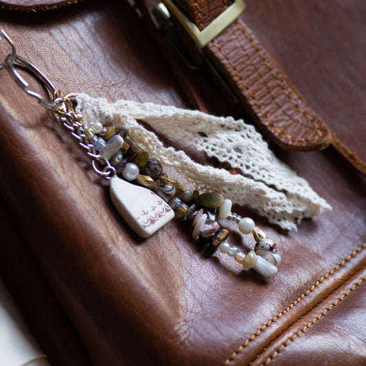 Brown Pattern Pottery Bag Charm