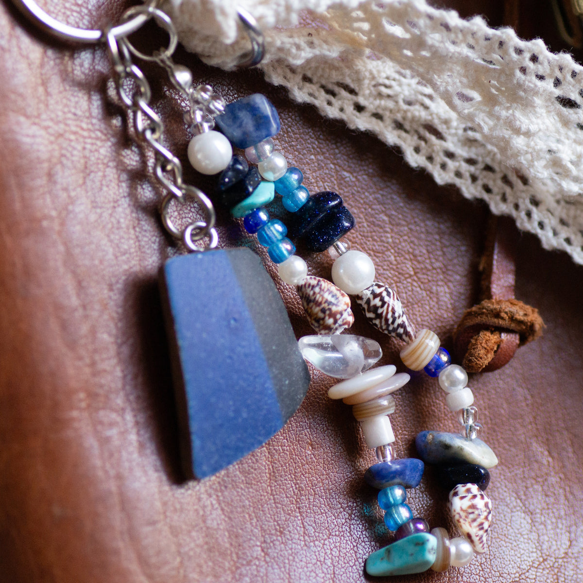 Dark Blue Two Tone Pottery Bag Charm
