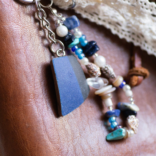 Dark Blue Two Tone Pottery Bag Charm