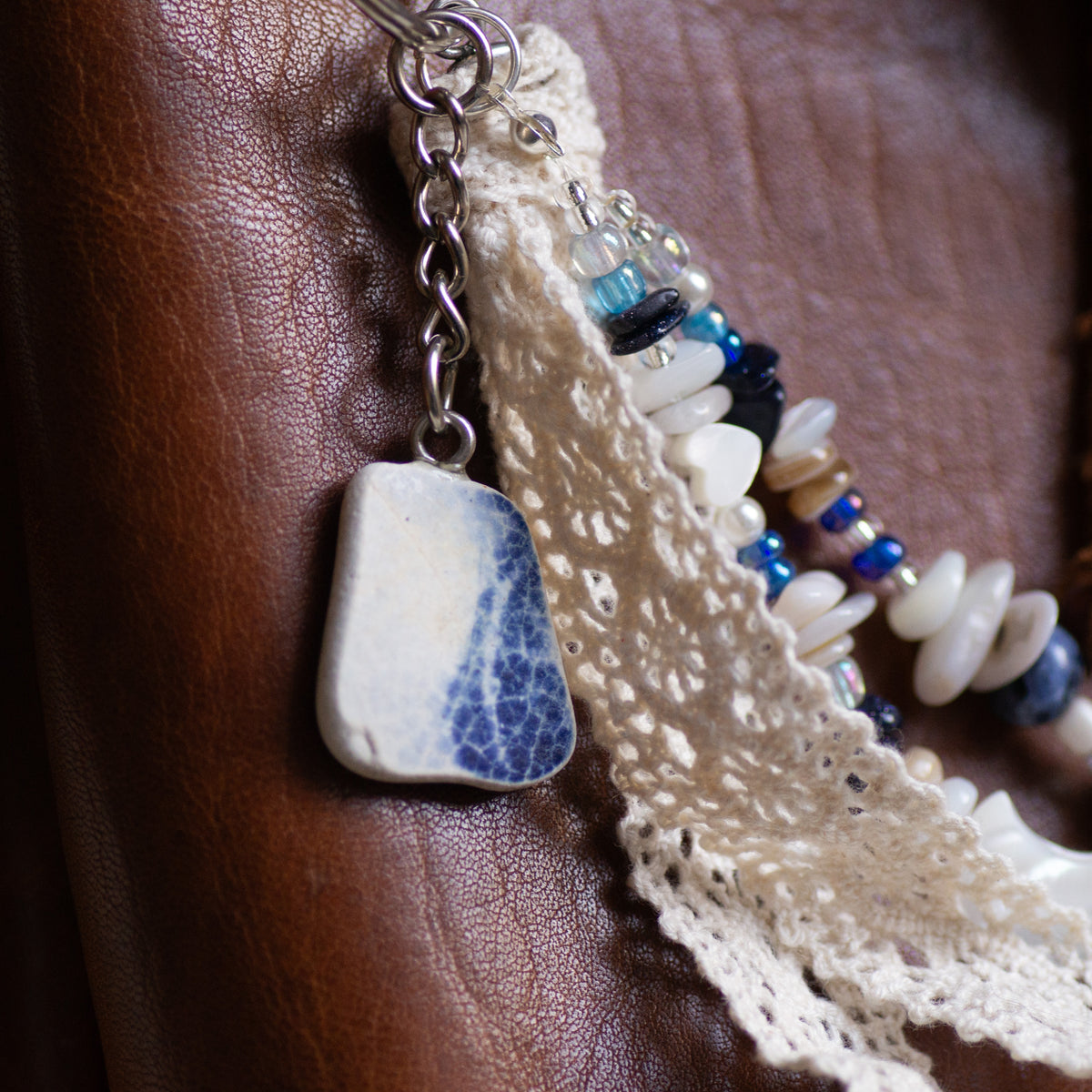 Blue Faded Pottery Bag Charm