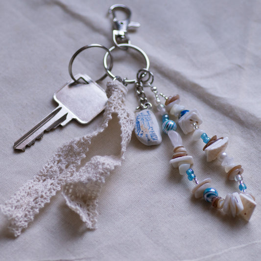 Blue Pattern Pottery Bag Charm