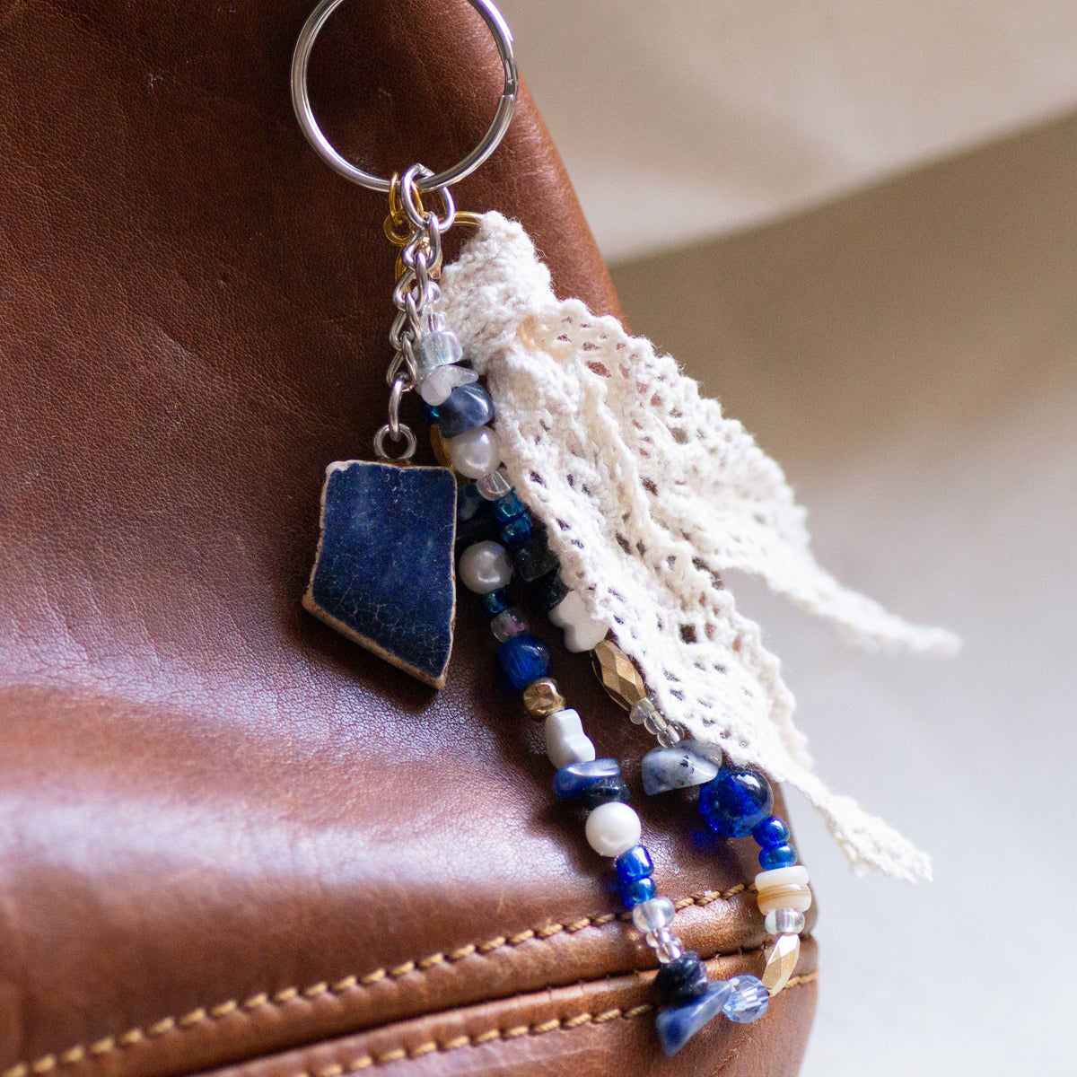 Dark Blue Pottery Bag Charm