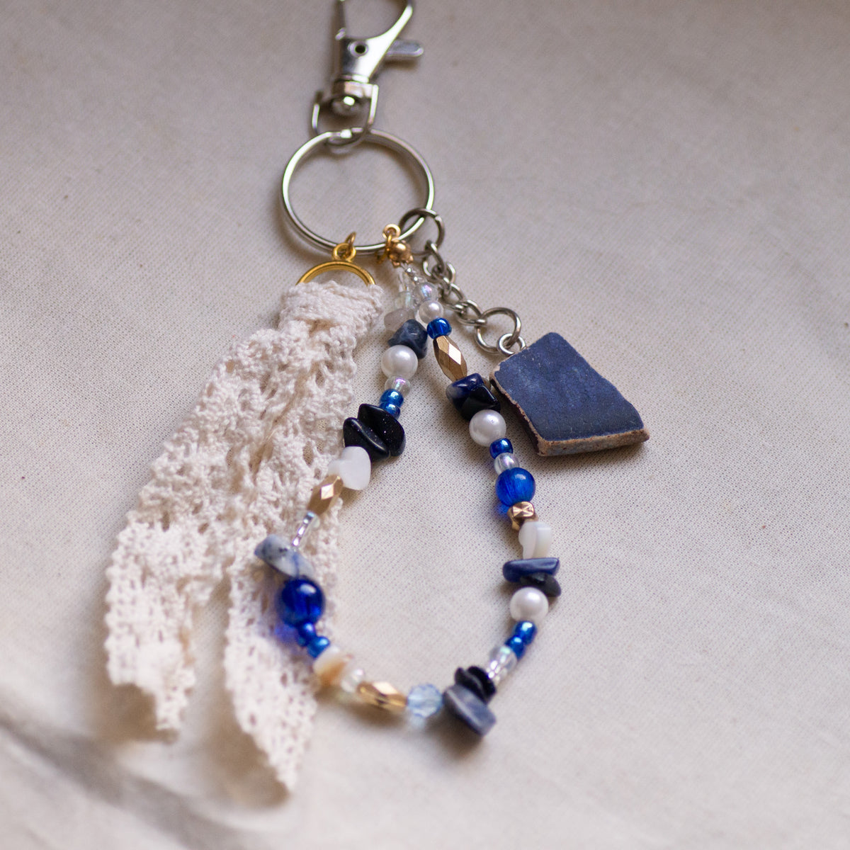 Dark Blue Pottery Bag Charm