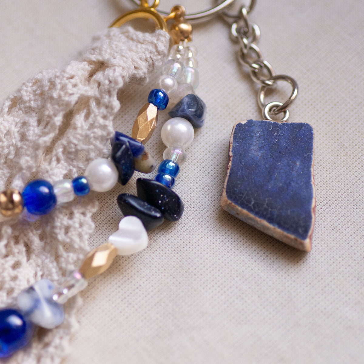 Dark Blue Pottery Bag Charm