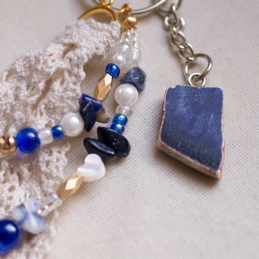 Dark Blue Pottery Bag Charm