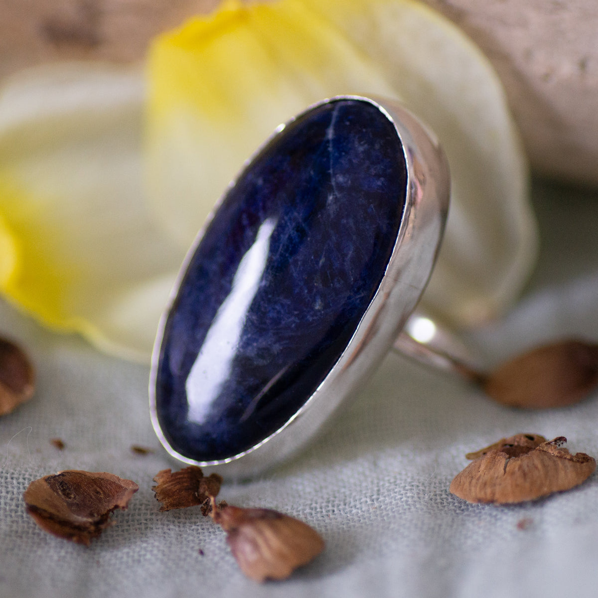 Chunky Sodalite Sterling Silver Ring, Size R