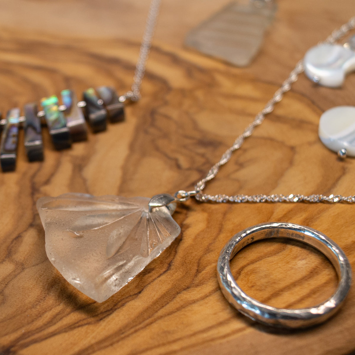 Crystal Sea Glass Sterling Silver Necklace